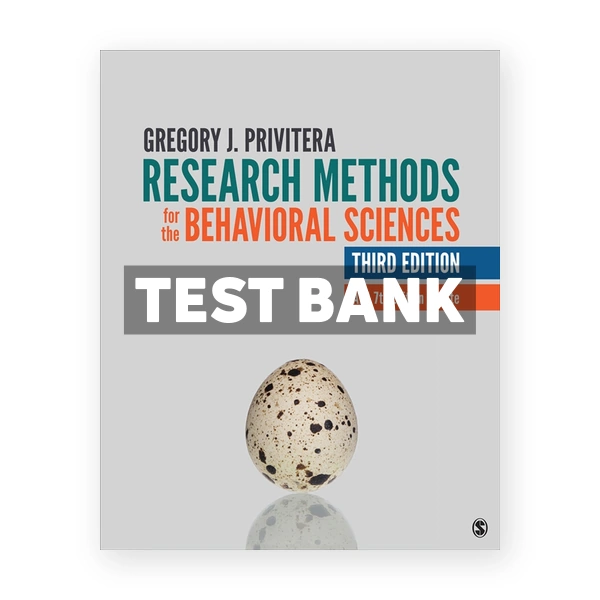 Research Methods for the Behavioral Sciences 3rd Privitera Test Bank