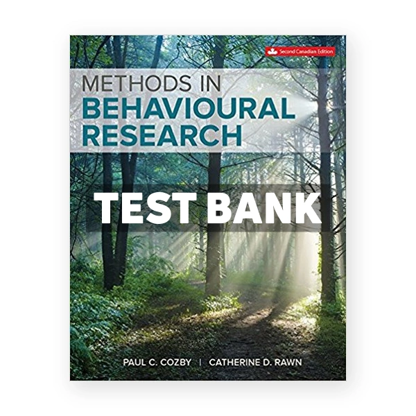 Methods in Behavioural Research CDN 2nd Cozby Test Bank