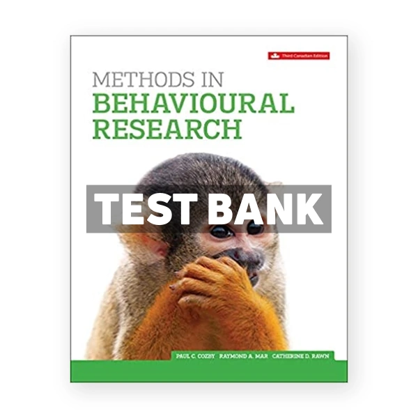 Methods In Behavioural Research CDN 3rd Cozby Test Bank