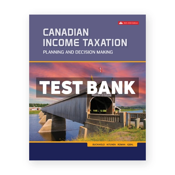 Canadian Income Taxation 2023-2024 CDN 26th Buckwold Test Bank