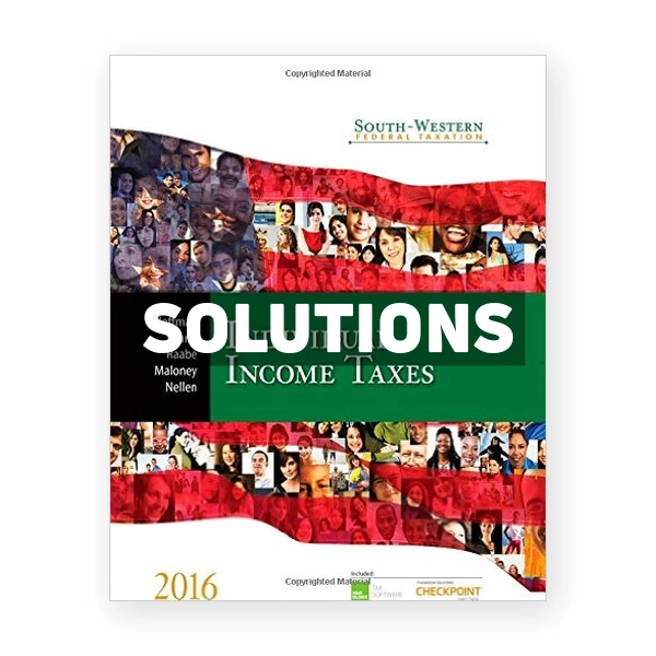 South-Western Federal Taxation 2016 Individual Income Taxes 39th Hoffman Solutions Manual