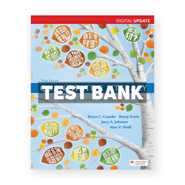 Quantitative Literacy Digital Update 3rd Crauder Test Bank